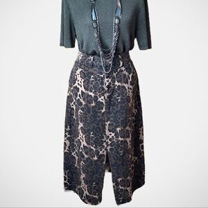 Vintage Leopard Print Denim Skirt Size L